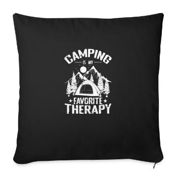 Le camping est mon séjour thérapeutique préféré - Housse de coussin décorative 45 x 45 cm - noir - Devant