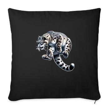 Léopard des neiges Léopard blanc Léopard - Housse de coussin décorative 45 x 45 cm - noir - Devant