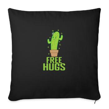 Free Hugs Cactus Plant - Sofa pillowcase 17,3'' x 17,3'' (45 x 45 cm) - black - Front