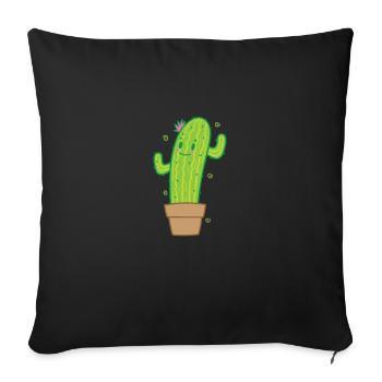 Cactus in Pot Plant Environment - Sofa pillowcase 17,3'' x 17,3'' (45 x 45 cm) - black - Front