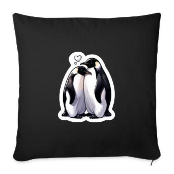Pingouins mignons Pingouin Couple Amour - Housse de coussin décorative 45 x 45 cm - noir - Devant