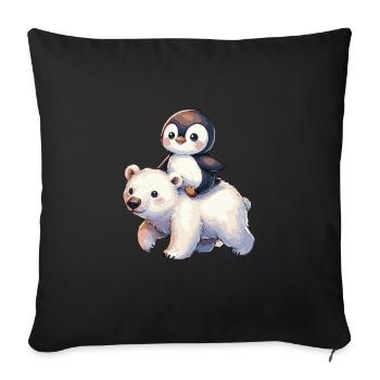 Cute Penguin and Polar Bear Gift - Sofa pillowcase 17,3'' x 17,3'' (45 x 45 cm) - black - Front