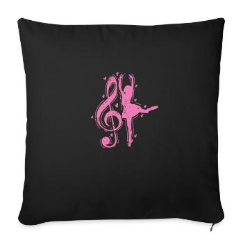 Ballerine et clé de fa, pour le ballet - Housse de coussin décorative 45 x 45 cm - noir - Devant