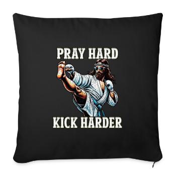Drôle Muay Thaï Seigneur Jésus Boxe Thaïlandaise Kickboxing - Housse de coussin décorative 45 x 45 cm - noir - Devant
