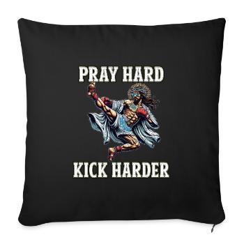 Funny Muay Thai Jesus saying Kickboxing Christian - Sofa pillowcase 17,3'' x 17,3'' (45 x 45 cm) - black - Front
