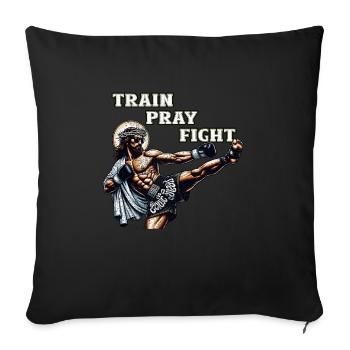 Jésus Muay Thai Christian Arts Martiaux Cadeau - Housse de coussin décorative 45 x 45 cm - noir - Devant