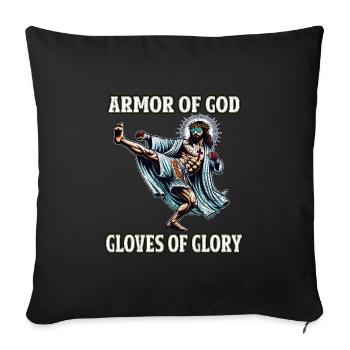 Drôle Muay Thaï Seigneur Jésus Boxe Thaïlandaise Chrétienne - Housse de coussin décorative 45 x 45 cm - noir - Devant