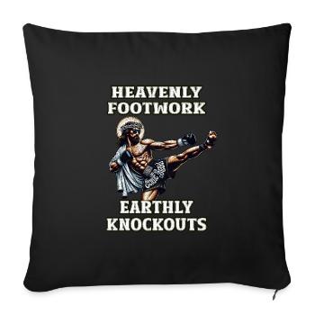 Drôle Muay Thaï Seigneur Jésus Kickboxing Chrétien - Housse de coussin décorative 45 x 45 cm - noir - Devant