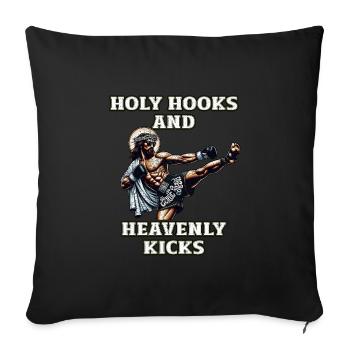 Drôle Muay Thai disant Seigneur Jésus Christian Cadeau - Housse de coussin décorative 45 x 45 cm - noir - Devant