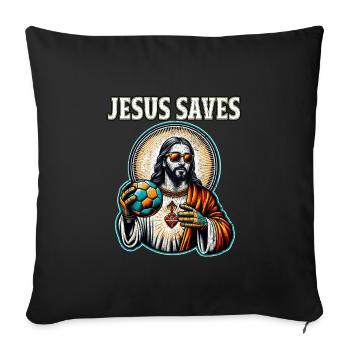 Lustiger Handballspieler Jesus Christian Geschenk - Sofakissenbezug 45 x 45 cm - Schwarz - Vorne