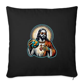 Lustiger Handball Jesus Christliches Geschenk - Sofakissenbezug 45 x 45 cm - Schwarz - Vorne