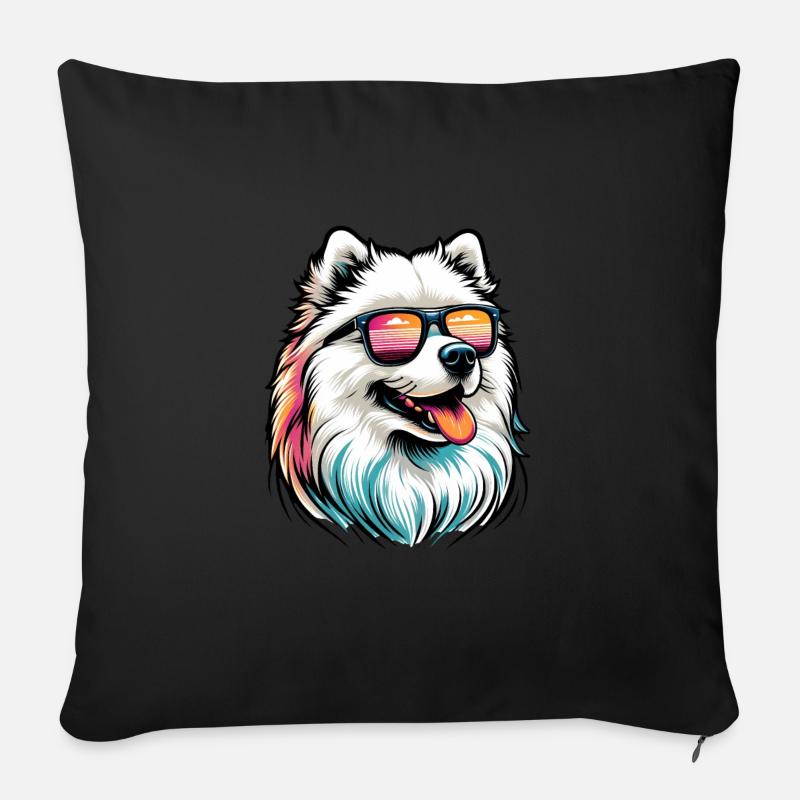 Chien Samoyède Cadeaux Mignon Samoyède Chien Graphique - Housse de coussin décorative 45 x 45 cm - noir
