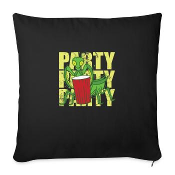 Party Gottesanbeterin mit Drink - Sofakissenbezug 45 x 45 cm - Schwarz - Vorne