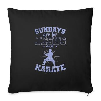 Le dimanche est pour Jésus et le karaté - Housse de coussin décorative 45 x 45 cm - noir - Devant