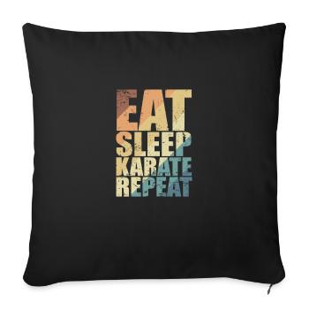Manger Sommeil Karaté Répéter - Housse de coussin décorative 45 x 45 cm - noir - Devant