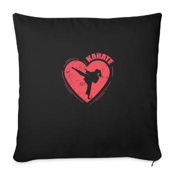 Heart with karate and martial arts - Sofa pillowcase 17,3'' x 17,3'' (45 x 45 cm) - black - Front