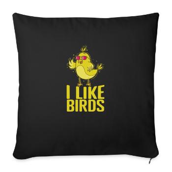 J’aime les oiseaux canaris - Housse de coussin décorative 45 x 45 cm - noir - Devant