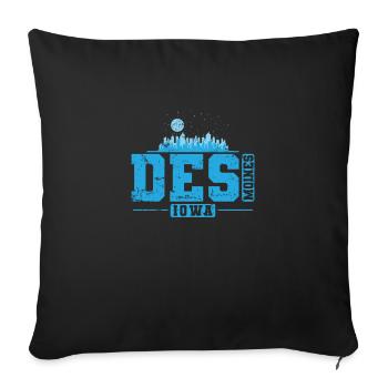Des Moines, a city in Iowa, Iowa - Sofa pillowcase 17,3'' x 17,3'' (45 x 45 cm) - black - Front