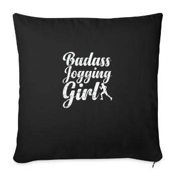 Badass Jogging Girl - Sofa pillowcase 17,3'' x 17,3'' (45 x 45 cm) - black - Front