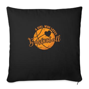 Une fille qui aime les sports de basket-ball - Housse de coussin décorative 45 x 45 cm - noir - Devant