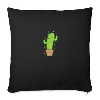 Cactus with good mood - Sofa pillowcase 17,3'' x 17,3'' (45 x 45 cm) - black - Front