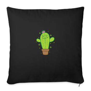 Cactus plant rejoices - Sofa pillowcase 17,3'' x 17,3'' (45 x 45 cm) - black - Front