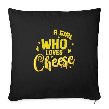 Käse Une fille qui aime le fromage - Housse de coussin décorative 45 x 45 cm - noir - Devant