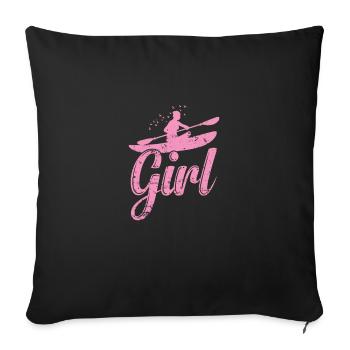 Kayak Girl Water Paddle Boat Canoeing - Sofa pillowcase 17,3'' x 17,3'' (45 x 45 cm) - black - Front
