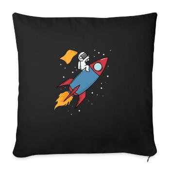 Astronaut on a rocket - Sofa pillowcase 17,3'' x 17,3'' (45 x 45 cm) - black - Front