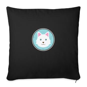chien mignon avec une fourrure blanche - Housse de coussin décorative 45 x 45 cm - noir - Devant