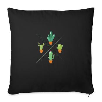 Gardening Four Cacti - Sofa pillowcase 17,3'' x 17,3'' (45 x 45 cm) - black - Front