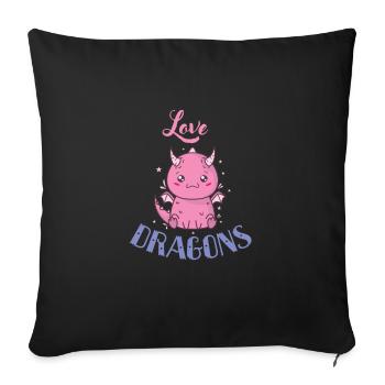 Dragons d’amour Dragon mythique - Housse de coussin décorative 45 x 45 cm - noir - Devant