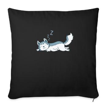 Husky's lazy sled dog - Sofa pillowcase 17,3'' x 17,3'' (45 x 45 cm) - black - Front