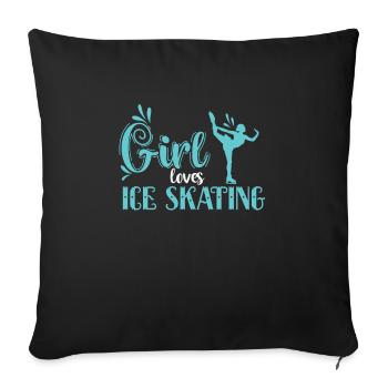 Girl Loves Ice Skating Skate - Housse de coussin décorative 45 x 45 cm - noir - Devant
