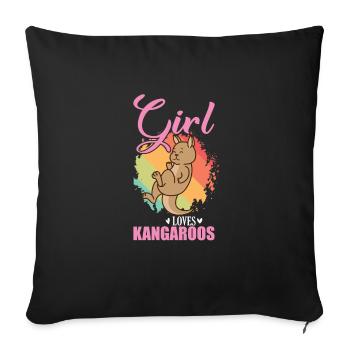 Girl loves Kangaroos Australia - Sofa pillowcase 17,3'' x 17,3'' (45 x 45 cm) - black - Front