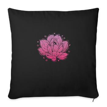 Lotus flower blooms on plant - Sofa pillowcase 17,3'' x 17,3'' (45 x 45 cm) - black - Front