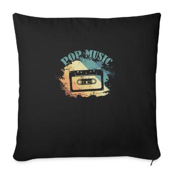 Cassette de musique pop R’n’B - Housse de coussin décorative 45 x 45 cm - noir - Devant