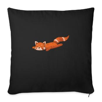 Panda roux ours chat bambou - Housse de coussin décorative 45 x 45 cm - noir - Devant