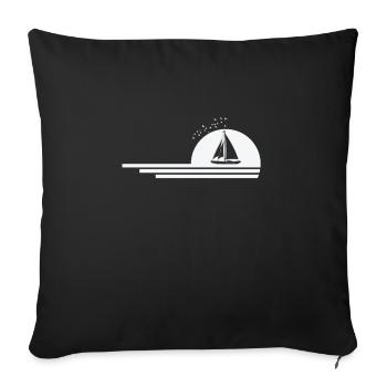 Voilier Voile Sports nautiques - Housse de coussin décorative 45 x 45 cm - noir - Devant