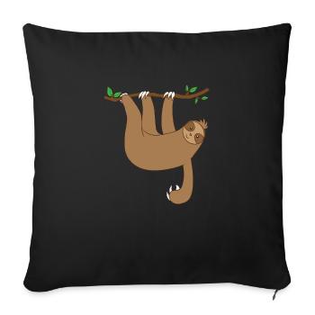 Sloth hanging from the tree - Sofa pillowcase 17,3'' x 17,3'' (45 x 45 cm) - black - Front