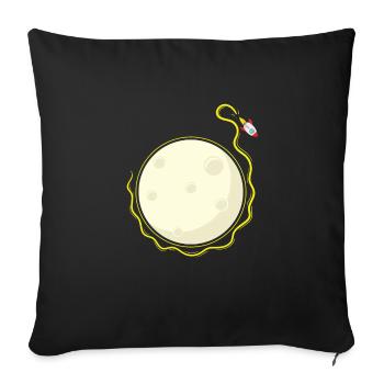 Rocket orbits the moon - Sofa pillowcase 17,3'' x 17,3'' (45 x 45 cm) - black - Front