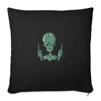 Alien shows middle finger - Sofa pillowcase 17,3'' x 17,3'' (45 x 45 cm) - black - Front