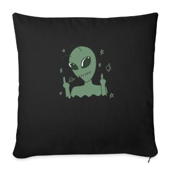 Aliens shows middle finger - Sofa pillowcase 17,3'' x 17,3'' (45 x 45 cm) - black - Front