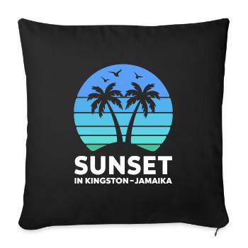 Coucher de soleil à Kingston, Jamaïque, vacances Palmiers - Housse de coussin décorative 45 x 45 cm - noir - Devant