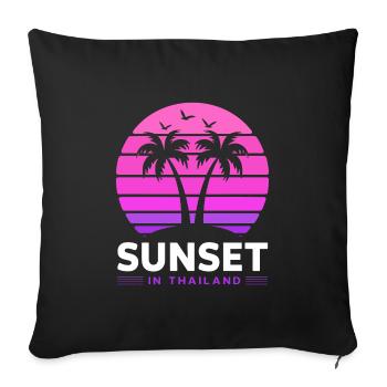 Coucher de soleil en Thaïlande Vacances Palmiers Pleine Lune - Housse de coussin décorative 45 x 45 cm - noir - Devant