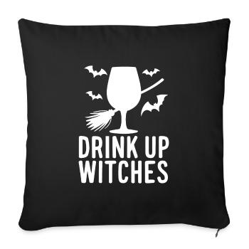 Halloween Witches Saying Drink Up Witches - Sofa pillowcase 17,3'' x 17,3'' (45 x 45 cm) - black - Front