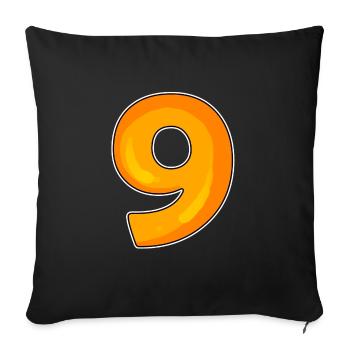 Number 9 - Nine - 9 Motif - Sofa pillowcase 17,3'' x 17,3'' (45 x 45 cm) - black - Front