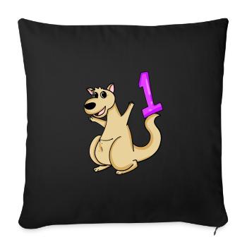 1 an - Inscription à l’école - Motif kangourou - Numéro 1 - Housse de coussin décorative 45 x 45 cm - noir - Devant