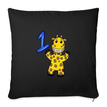 1 an - Inscription à l’école - Motif girafe - Numéro 1 - Housse de coussin décorative 45 x 45 cm - noir - Devant