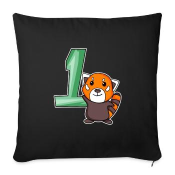 1 year old - School enrollment - Little panda motif - Sofa pillowcase 17,3'' x 17,3'' (45 x 45 cm) - black - Front